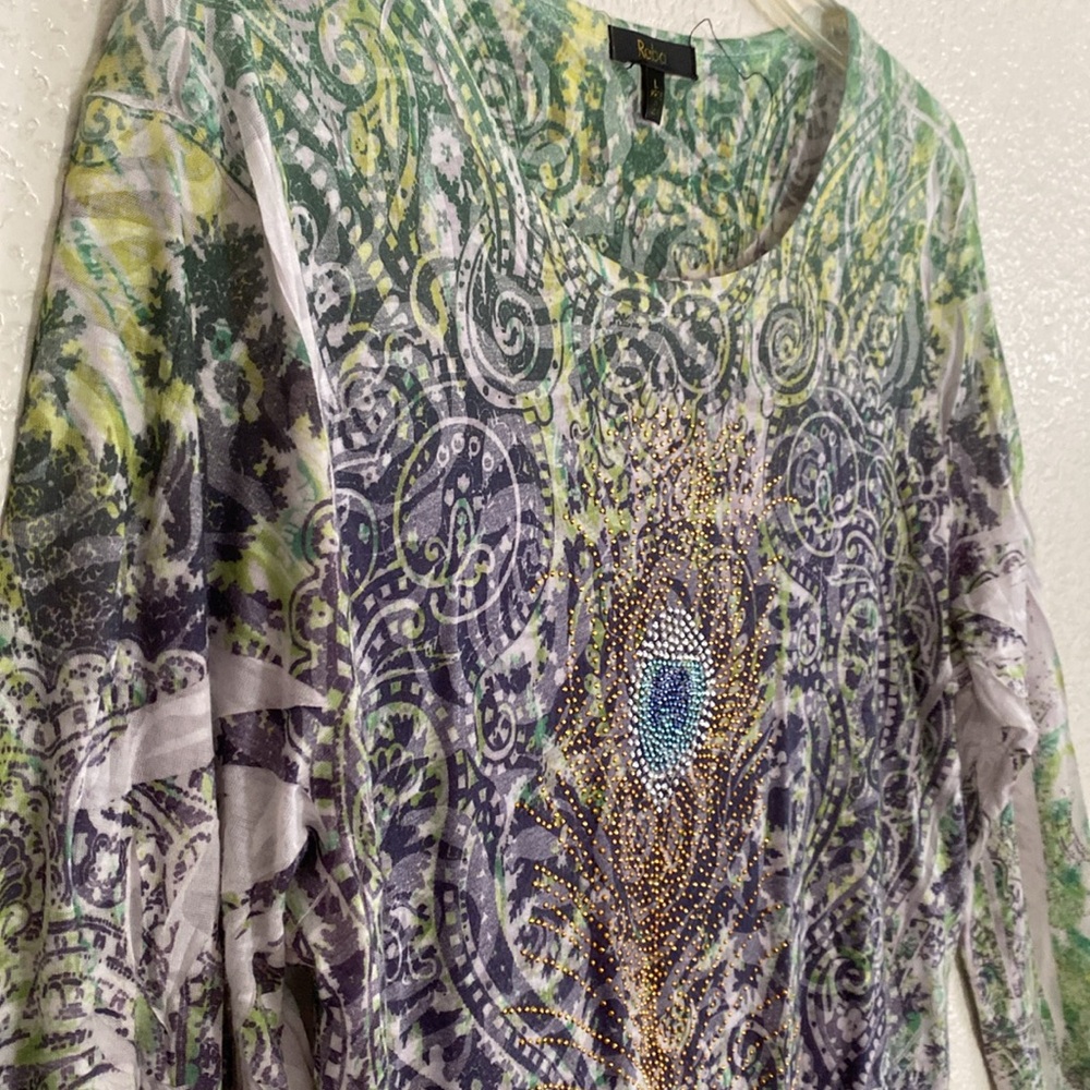 REBA Embellished Sheer Knit Top